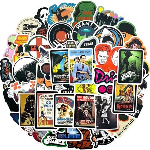 50Pcs Mixed Horror Classic Movie Sticker For Scrapbooking Refrigerator Car Decoration Scooter Suitcase Pvc Graffiti Stickers