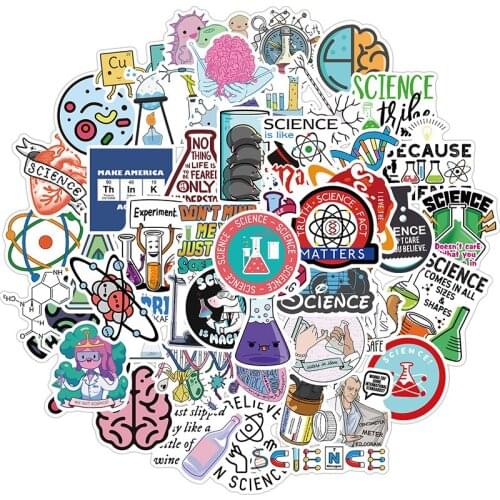 50pcs Science Sticker Funny Physical Element Education Decals For Student DIY Desk Luggage Scrapbooking Stationery Bicycle
