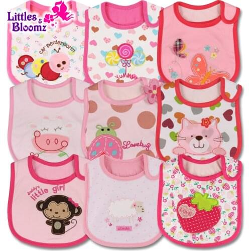 9pcs/set Baby Girl Boy Feeding Bibs Waterproof Apron Cartoon Towel Kids Toddler Dinner baberos Bandanas Burp Cloths