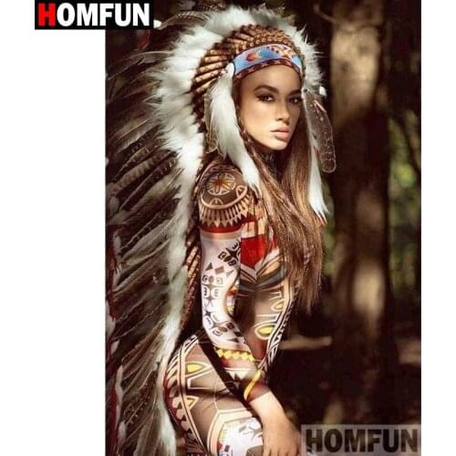 HOMFUN Full Square/Round Drill 5D DIY Diamond Painting "Feather beauty" 3D Diamond Embroidery Cross Stitch Home Decor A18801