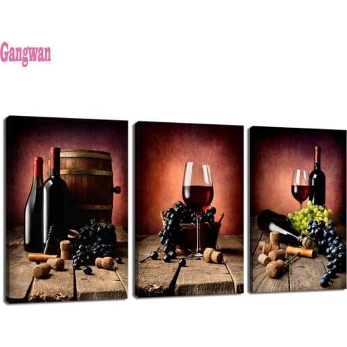 Diamond embroidery sale Wine Grape 3pcs set 5d diamond painting full diamond mosaic 3d picture of rhinestones Still Life kitchen