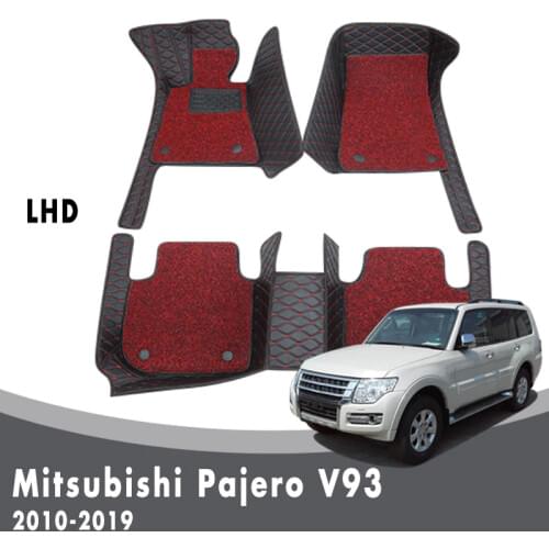 Car Floor Mats For Mitsubishi Pajero V93 2020 2019 2018 2017 2016 2015 2014 2013 2012 2011 2010 Carpets Wire loop Double Layer