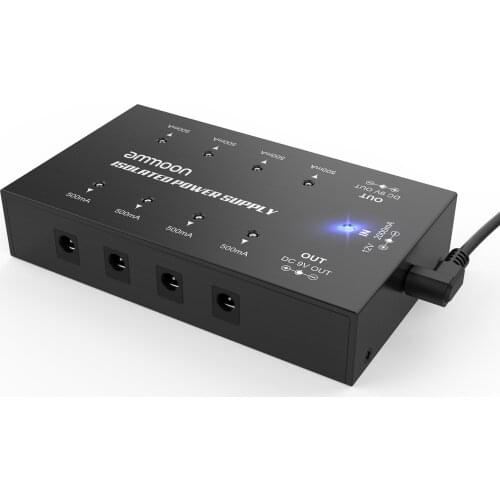 Ammoon Compact Size Guitar Effect Power Supply 8 Isolated DC Outputs for 9V/18V Guitar Effects