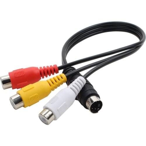 Black 25CM 4PIN S-VIDEO S Terminal To 3RCA Red Yellow White AV Video Cable Audio Video Adapter