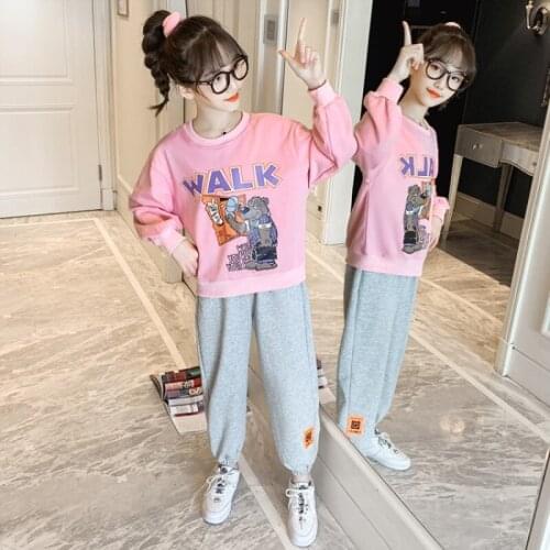 Girls Suits Sweatshirts +Pants Sets 2021 Fashion Spring Summer High Quality Formal Party Outfits Sport Teenagers Kids Cotton Tra
