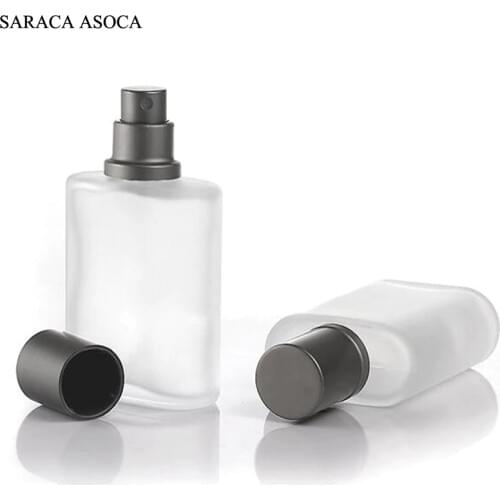 20pcs/lot 30ml 35ml Silver Gray Gold Cap Frosted Glass Spray Perfume Bottle Glass Automizer Refillable Bottles Big Capacity