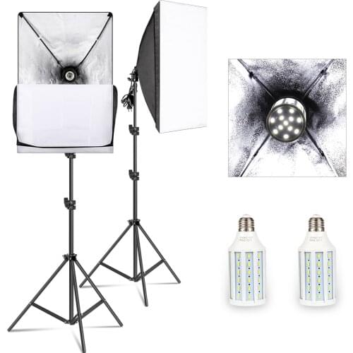 50cm*70cm Softbox Lighting Kit Photography Studio Light with 20W 5500K E27 LED Bulb, Professional Photo Studio Equipment