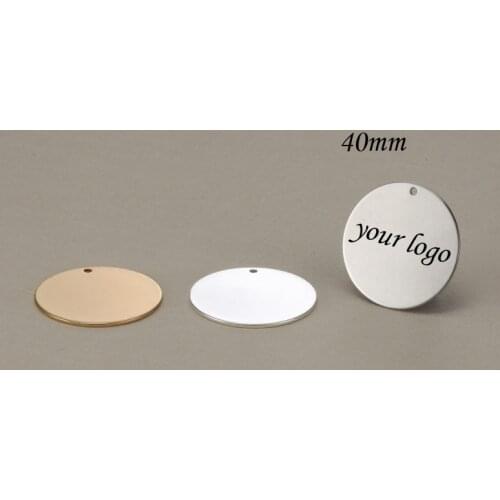 20pcs/lot Engraved Laser Custom Stainless Steel Charm-40mm Round Necklace Pendant with your own logo