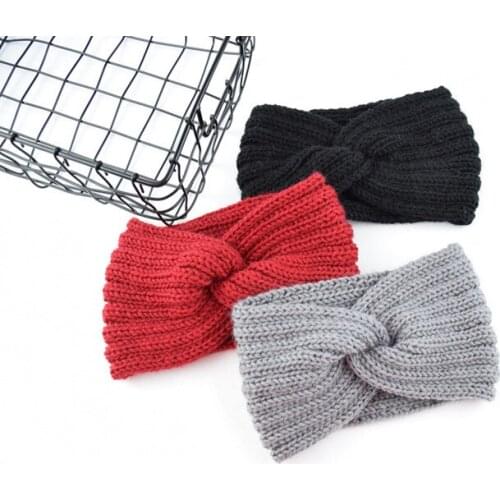New Hot Ins Solid Crochet Knitting Woolen Headbands Winter Women Bohemia Weaving Cross Headbands Handmade Hairbands
