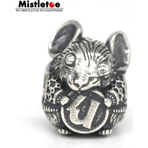 Mistletoe 925 Sterling Silver Moust Rat Charm Bead European Bracelet Jewelry