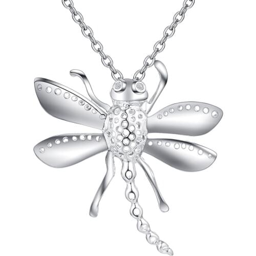 Wholesale Charm Silver Color Pendants For Women Fashion Jewelry Necklace Lady Fashion Jewelry Pendant Dragonfly AN366/bdsajuza