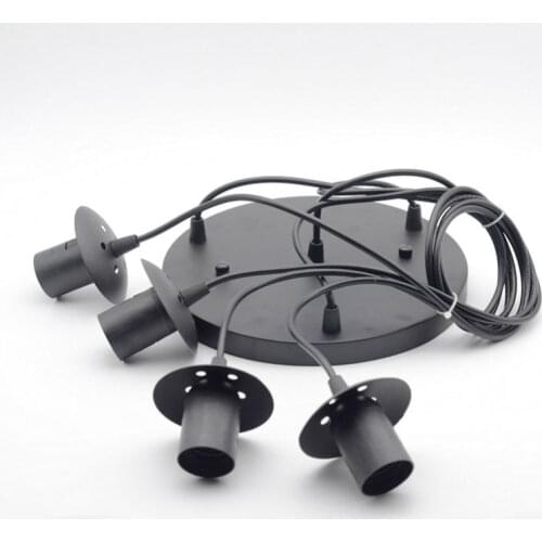 Restaurant hang light 4 head E27 lamp base simple Dining table lamps and lanterns fittings black lamp holder 10pcs