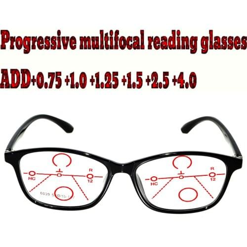 Progressive Multifocal Anti Blu Light Reading Glasses Black Frame Men Women High Quality +1.0 +1.5 +1.75 +2.0 +2.5 +3 +3.5 +4