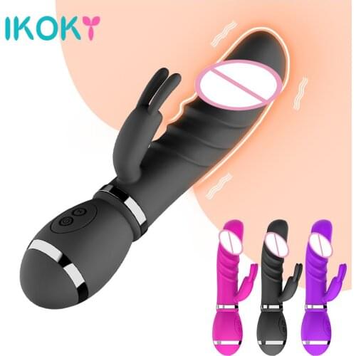 IKOKY Realistic Dildo Vibrators Rabbit Vibrator G Spot Climax Clitoral Vagina Stimulator 12 Speeds Sex Toys for Women