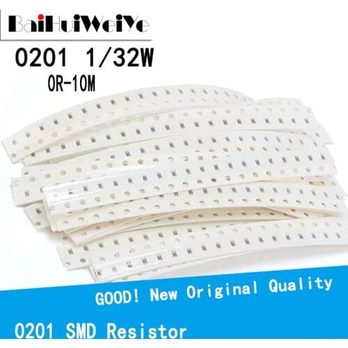 100PCS/LOTE 0201 SMD Resistor 0R-10M 1/32W 0 1 10 100 150 220 330 ohm 1K 2.2K 10K 100K 0R 1R 10R 100R 150R 220R 330R