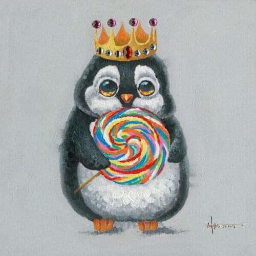 Hand Painted pop art acrylic painting Wall Art penguin 3D Texture Oil Painting Modern Abstract Wall Decor for Living Room