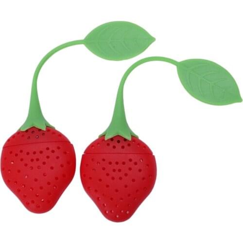 2pcs Silicone Tea Infuser Ball Pass Filter Tea Infuser Strainer Spoon Strawberry Variety