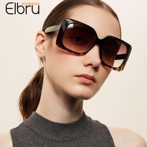 Elbru Exaggerated Oversized Square Sunglasses Retro Personality Sun Glasses Leopard-print Comfortable Spectacle Frames Sunshades