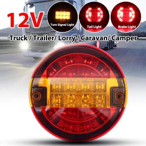 12V 20LED 5.5inch Round Tail Light Rear Brake Stop Light Car Truck Lorry Van Trailer Caravan Camper Turn Signal Lamp Taillight