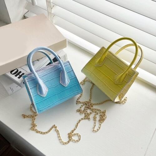 Retro Alligator Pattern Crossbody Bag For Women 2021 Gradient Color Pu Leather Shoulder Bag Female Mini Square Tote Bags Purses