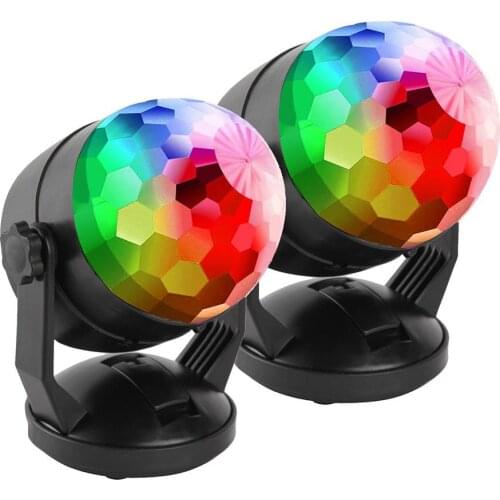 RGB LED Crystal Magic Rotating Ball Stage Effect Light Battery Powered/USB Plug in disco Party DJ Lights for Car Room and Home