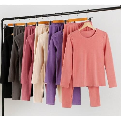 Velvet Heating Warm Sleepwear Suit Womens Autumn Winter Underwear Large Size Slim Bottoming Set Pajamas Female Nightwear L-3XL