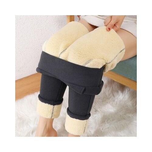 2021 Winter Women Casual Loose Thicken Warm Plus Velet Long Pants Female Fashion Elastic High Waist Solid Leggings Trousers