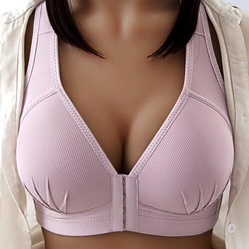 2021 Sexy Push Up Bra Front Closure Solid Color Brassiere Wireless Bralette Breast Seamless Bras for Women Underwear Plus Size