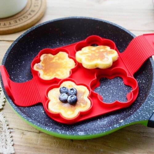 1Pcs Red Silicone Non-stick Fantastic Fried Egg Pancake Ring Cooker Mold Flip Cooking Tool Baking Omelet Moulds for Kitchen