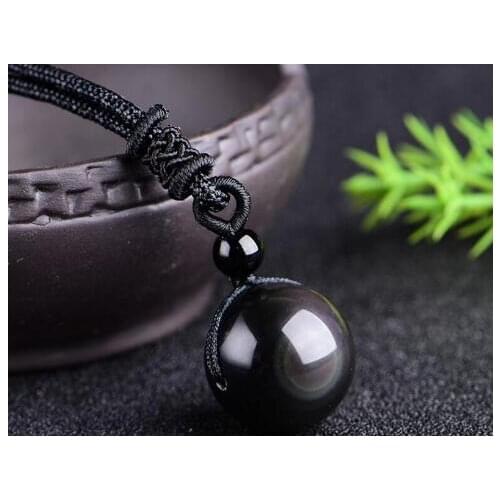 12/14/16/18/20mm natural stone Quartz crystal Black Obsidian Rainbow beads Amulet Pendant for diy jewelry making necklace
