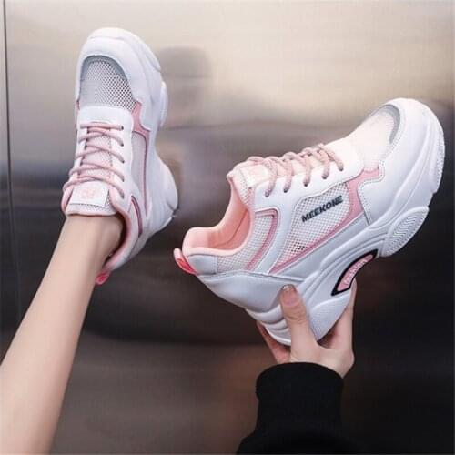Women 2021 New Breathable Dad Chunky Sneakers Casual fashion Shoes Woman High Platform Sneakers Lace Up White Sneakers size 35-4