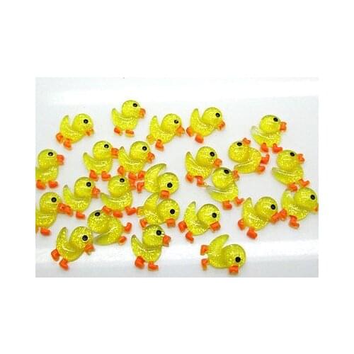 50Pcs Resin Yellow Duck Decoration Crafts Flatback Cabochon Scrapbooking Fit Hair Clips Embellishments Beads Diy