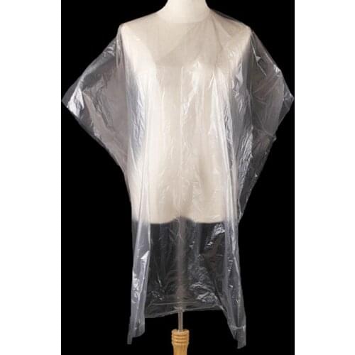 50pcs Disposable PE Waterproof Apron Cut Perm Dye Hair Cape Gown Antistatic Barber / HomeWrap Hairdressing Cloth