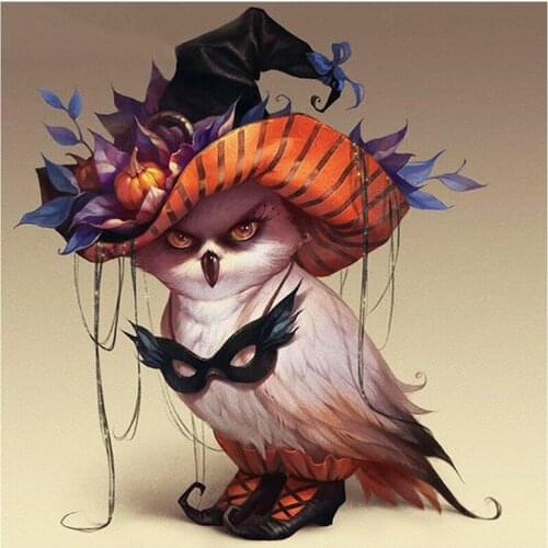 5D DIY Full Round/Square Diamond Painting Owl In A Hat 3D Embroidery Cross Stitch Rhinestone Mosaic Home Decor Gift YC1086