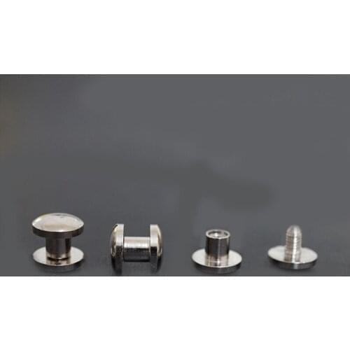 8pcs 8mm head diameter silver white copper belt screw bolt round head HD screws handmade leather male female bolts thread nail