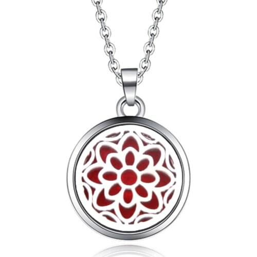 Openwork pattern Aroma Pendant Necklace Stainless Steel Aromatherapy Essential Oil Diffuser Perfume Box Locket Pendant Jewelry