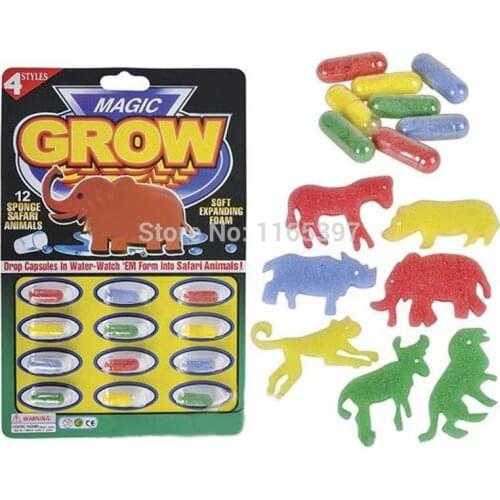 Free ship cheap 4 cards 48x Magic Growing Animals Capsules children kids party gifts toys shool prizes pinata toy bag fillers