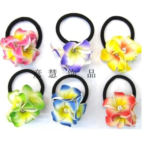 HappyKiss free shipping hair jewelry Wholesale selling Hawaii foam frangipani hair Hair Rope flower hair pin