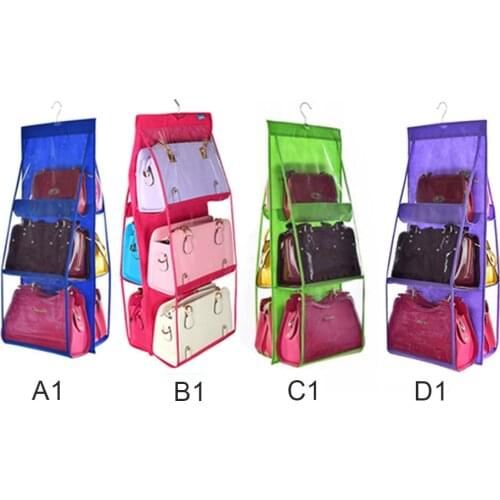 Double-Sided Six-Layer Bag Hanging Bag Non-Woven PVC Bedroom Storage Cosmetics Clothing Leather Bag Candy