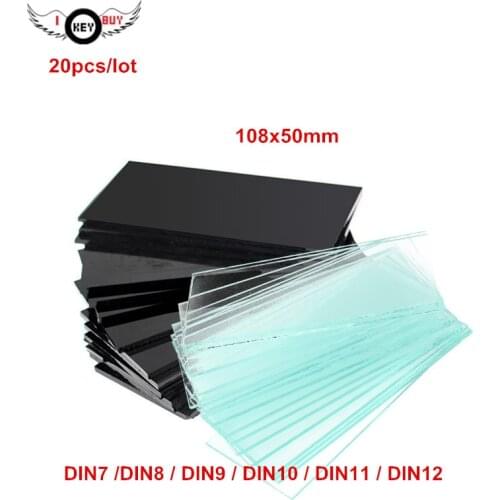 I KEY BUY 20pcs/lot Black / Tansparent Color Glass DIN7 DIN8 DIN9 108x50mm Arc Welding protection Glass Filter