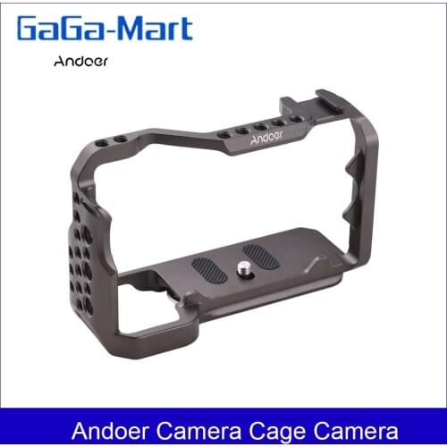 Andoer Camera Cage Camera Photography Accessory with Cold Shoe 1/4 Inch 3/8 Inch Screw Holes Replacement for Sony A7C