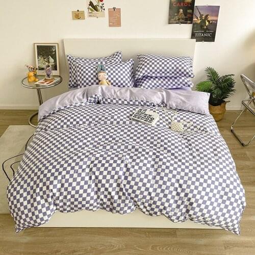 Purple And White Plaid Pattern Bedding Set Duvet Cover Pillowcase 3pcs 210x210,Quilt Cover Blanket Cover 200x230,Bed Sheet Set