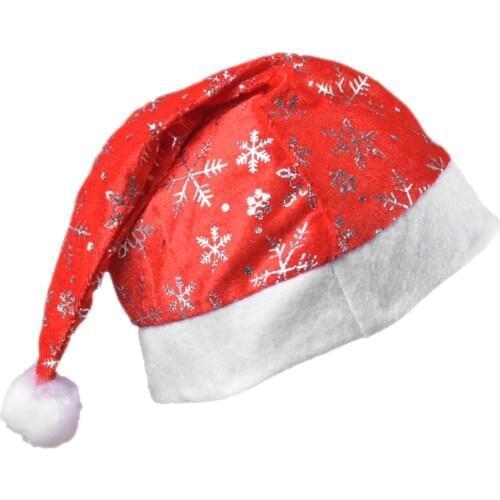 Creative Golden Velvet Snowflake Pattern Gift Container Christmas Hat Party Coaplay Ornament