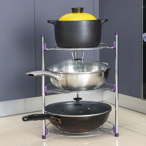 Kitchen Organizer Three-tier Racks Floor Pot Holder Washbasin Storage Basin Racks Kitchenware Storage Racks Accessories Shelf