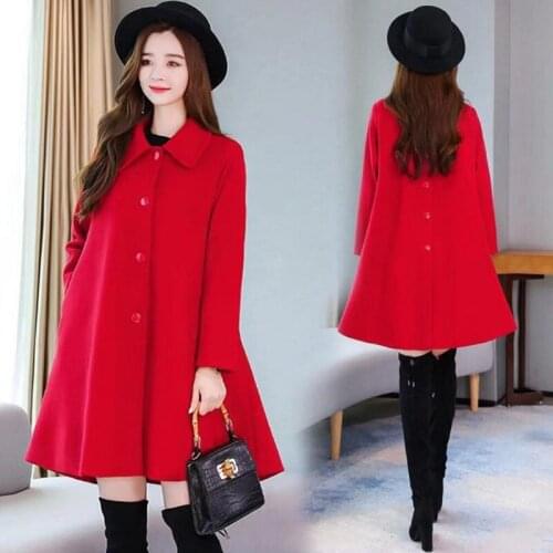 Spring/autumn women coats wool and blend clothing loose A-line jacket woollen overcoats SINGLE breasted jacket