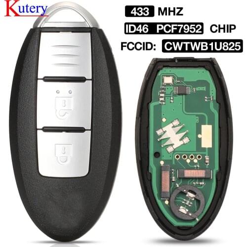 Kutery CWTWB1U825 433MHZ ID46 PCF7952 Chip 2 Buttons Remote Car Key For Nissan Mircra Juke Note Leaf Cube Navara Renault Alaska