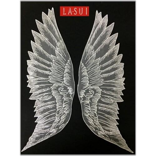 LASUI 3pairs=6 pieces white and black Angel Wings Organza Lace applique DIY Dress accessories 0024