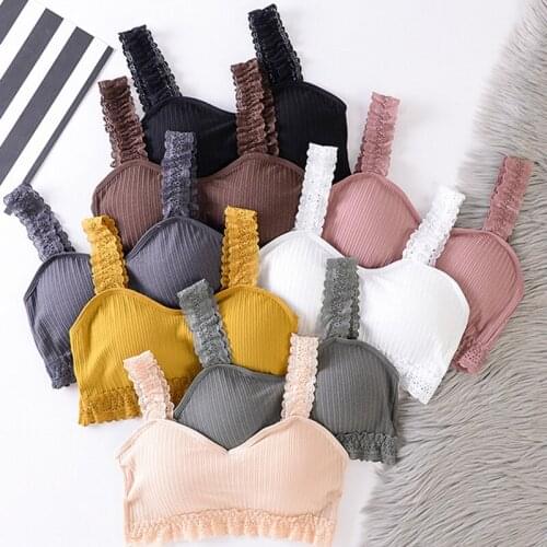 Summer New Women Lace Bra Female Sexy Lace Solid Color Strap Top Bra Ladies Slim Camis Tops Soft Breathable Tops