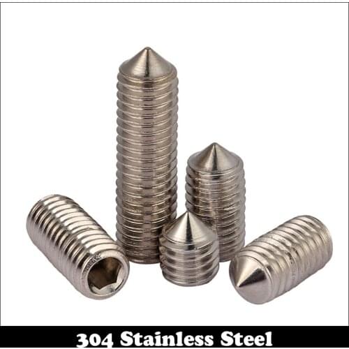 M5*4 M5x4 M5*5 M5x5 M5*6 M5x6 M5*8 M5x8 304 Stainless Steel DIN914 Inner Hexagon Socket Allen Head Grub Cone Point Set Screw
