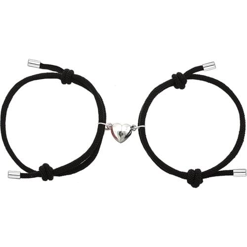 Magnetic Bracelet Steel Heart Pendant Couple Bracelets for Lover Friendship Bracelets Braid Rope Magnet Wrist Chain Jewelry